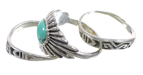 Turquoise Southwestern Authentic Sterling Silver Stackable Ring Set Size 8-1/4 AX87338